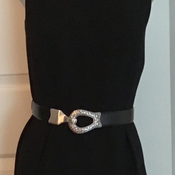 Leather Belt with Embossed Silver Hardware